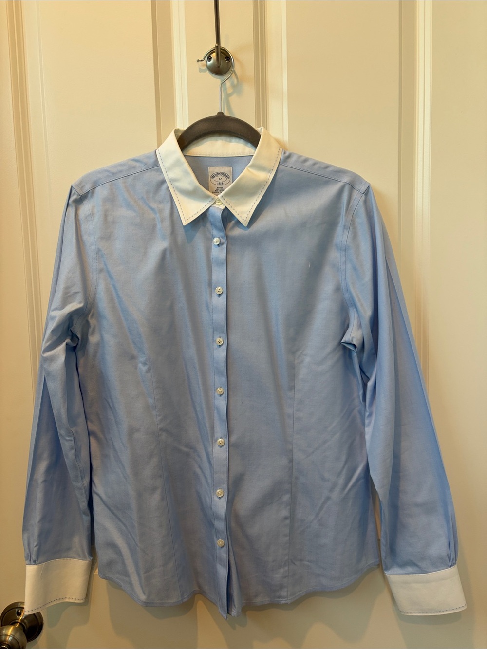 Brooks Brothers Light Blue Button-Down Shirt with White Collar & Cuffs
